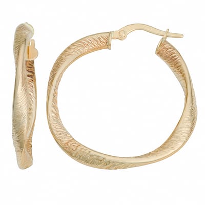 Fremada 10k Yellow Gold Stone Finish Twist Hoop Earrings