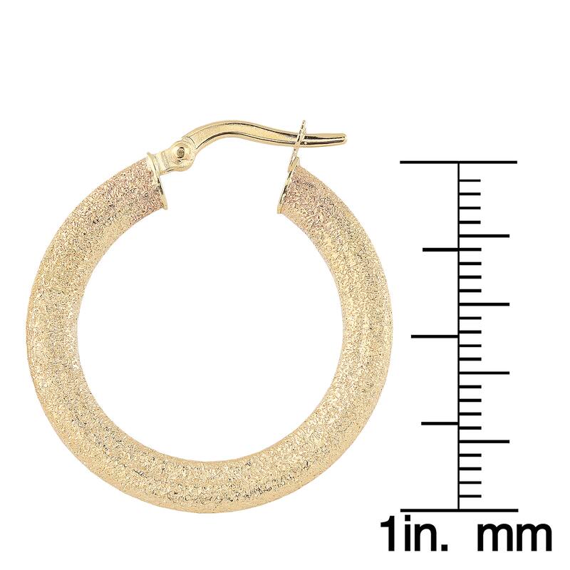 Fremada 10k Yellow Gold 2x20mm Glass Blast Finish Flat Hoop Earrings