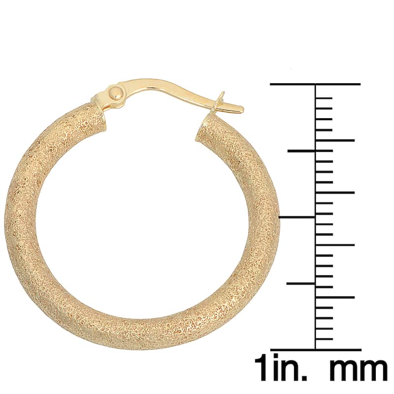 Fremada 10k Yellow Gold Glass Blast Finish Hoop Earrings