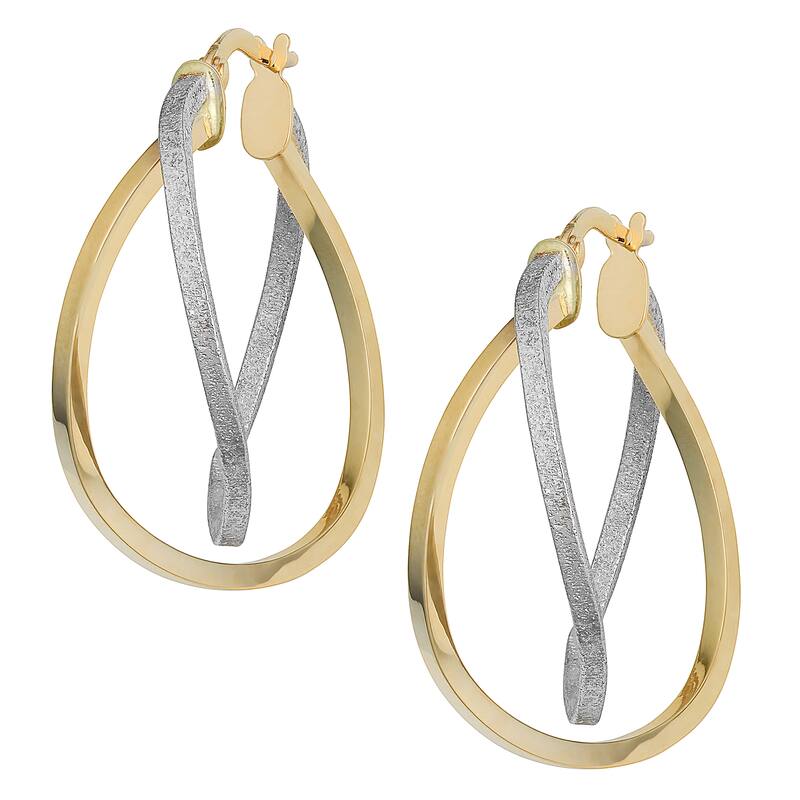 Fremada 10k Two-tone Gold Overlapping Double Hoop Earrings