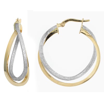 Fremada 10k Two-tone Gold Overlapping Double Hoop Earrings