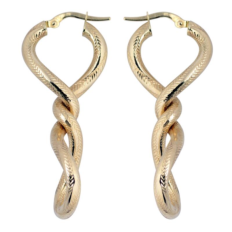 Fremada 10k Yellow Gold Twisted Elongated Hoop Earrings