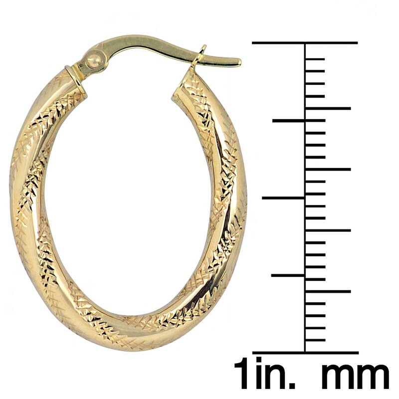 Fremada 10k Yellow Gold 3mm Oval Hoop Earrings