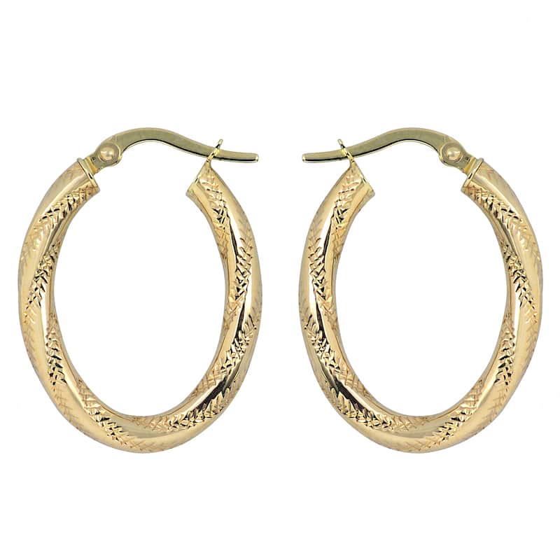 Fremada 10k Yellow Gold 3mm Oval Hoop Earrings