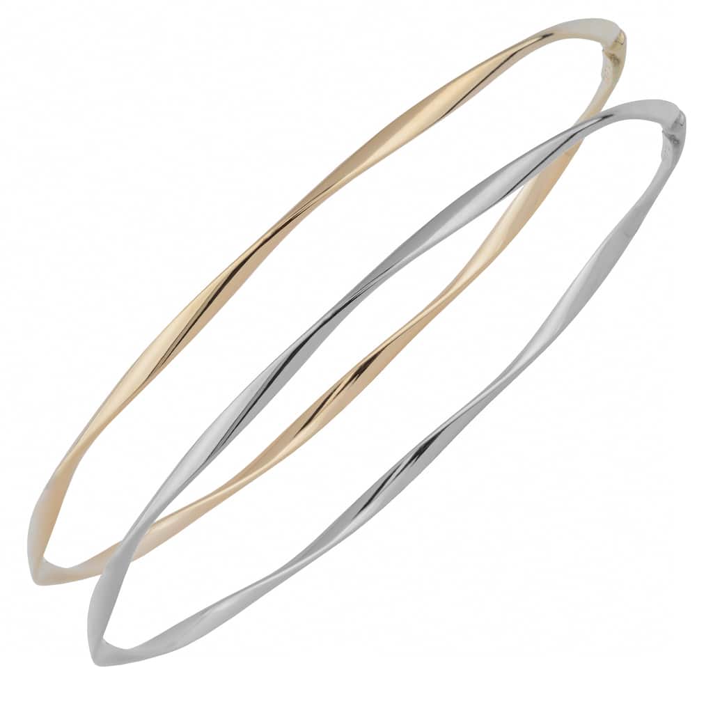 Fremada 10k Yellow or White Gold 2.5mm Polish Twist Slip-on Bangle
