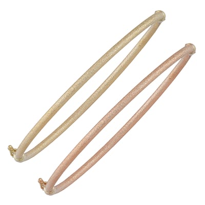 Fremada 10k Yellow or Rose Gold 2.5mm Glass Blast Finish Bangle