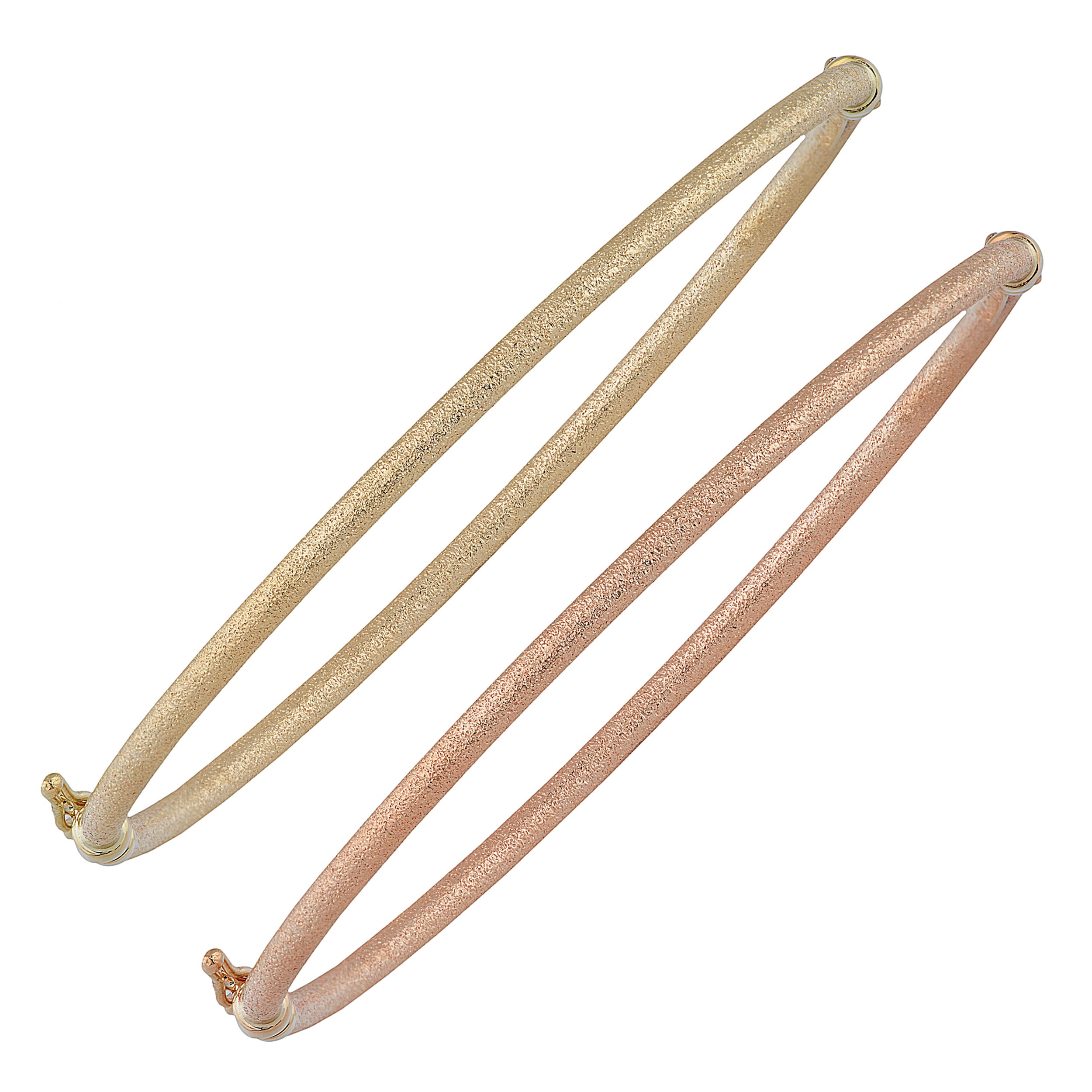 Au Naturale 10k Yellow or Rose Gold 2.5mm Glass Blast Finish Bangle