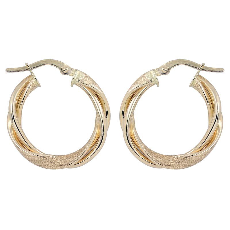 Fremada 10k Yellow Gold Twisted Hoop Earrings