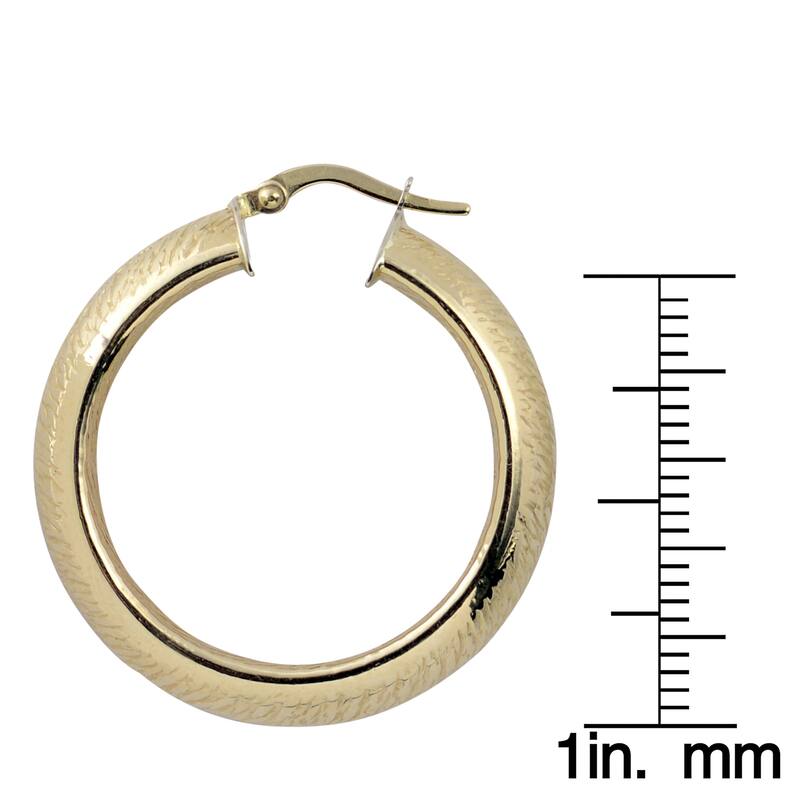 Fremada 10k Yellow Gold 8x25mm Stone Finish Hoop Earrings