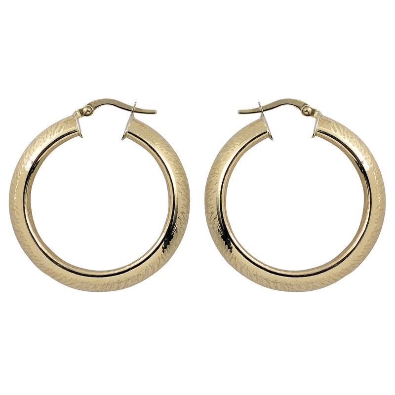 Fremada 10k Yellow Gold 8x25mm Stone Finish Hoop Earrings