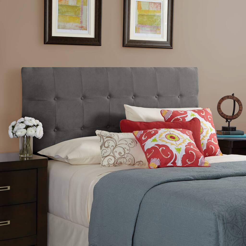Humble + Haute Stratton Velvet Grey Tufted Upholstered Headboard