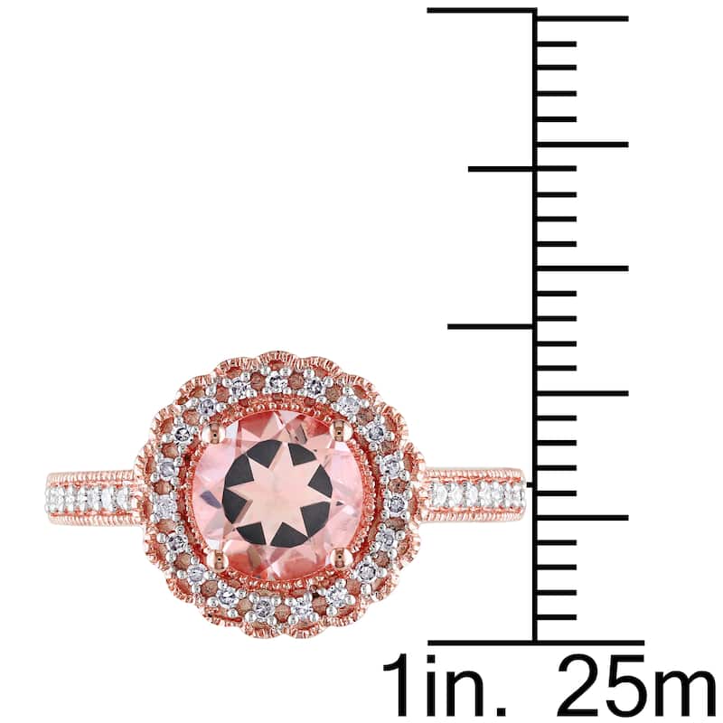 Miadora Rose Goldplated Silver Morganite and 1/6ct TDW Diamond Ring (H-I, I2-I3)