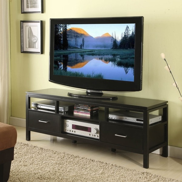 Linon Taylor Modern Plasma TV Stand in Jet Black
