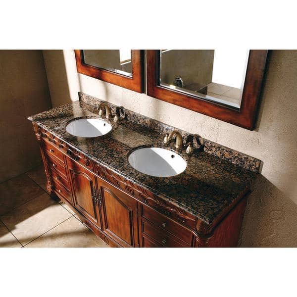 76 Inch Cherry Double Sink Bathroom Vanity with Granite