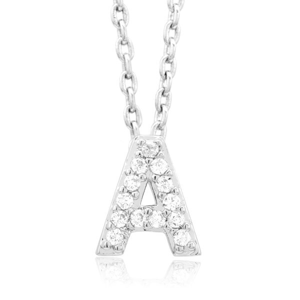 Shop Sterling Silver Plated Cubic Zirconia Letter 'A' Pendant Necklace ...