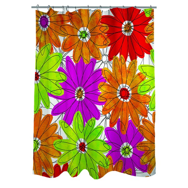 Funky Florals Daisy Fuchsia Shower Curtain