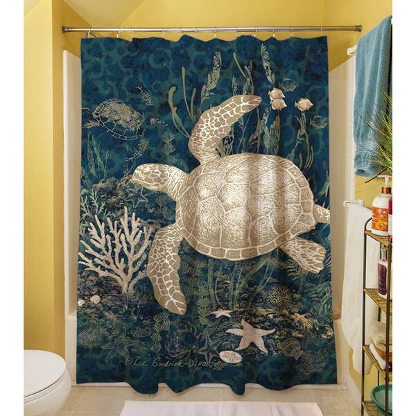 Sea Turtle Bathroom Shower Curtain Modern Beach Theme Tortoise Curtain
