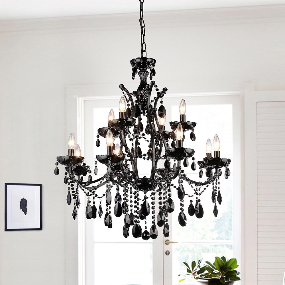 Russhelle 12-light Black Chandelier (Black) - Chandeliers For Bedrooms by Overstock.com