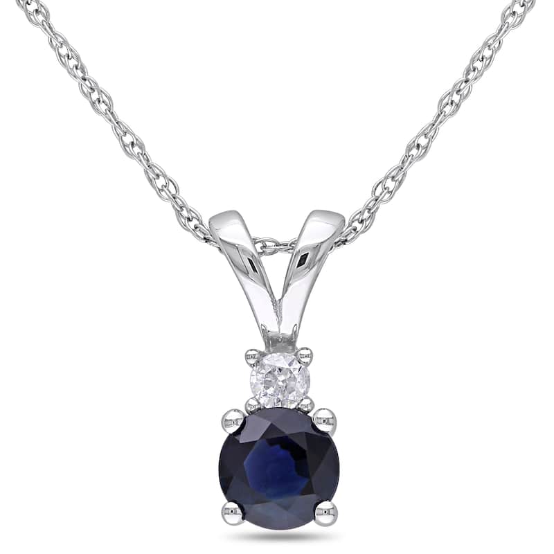 Miadora 10k White Gold Sapphire and Diamond Accent Necklace