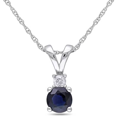 Miadora 10k White Gold Sapphire and Diamond Accent Necklace