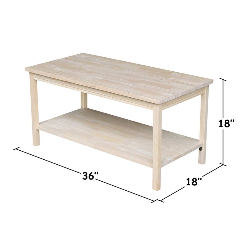 Unfinished Solid Parawood Portman Coffee Table