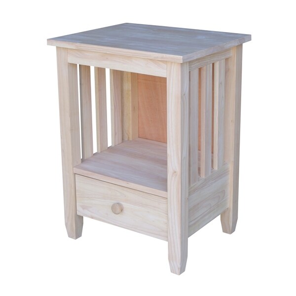 Shop Unfinished Solid Parawood Mission Singledrawer Tall End Table
