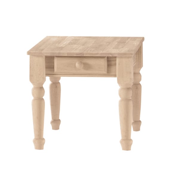 Unfinished Solid Parawood Traditional Singledrawer End Table Free