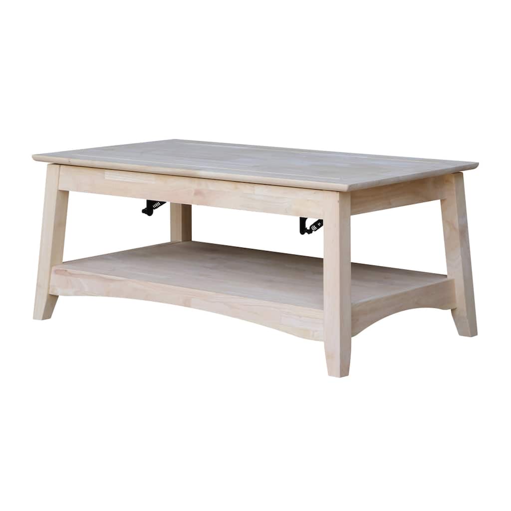 Unfinished Solid Parawood Bombay Tall Lift-top Coffee Table