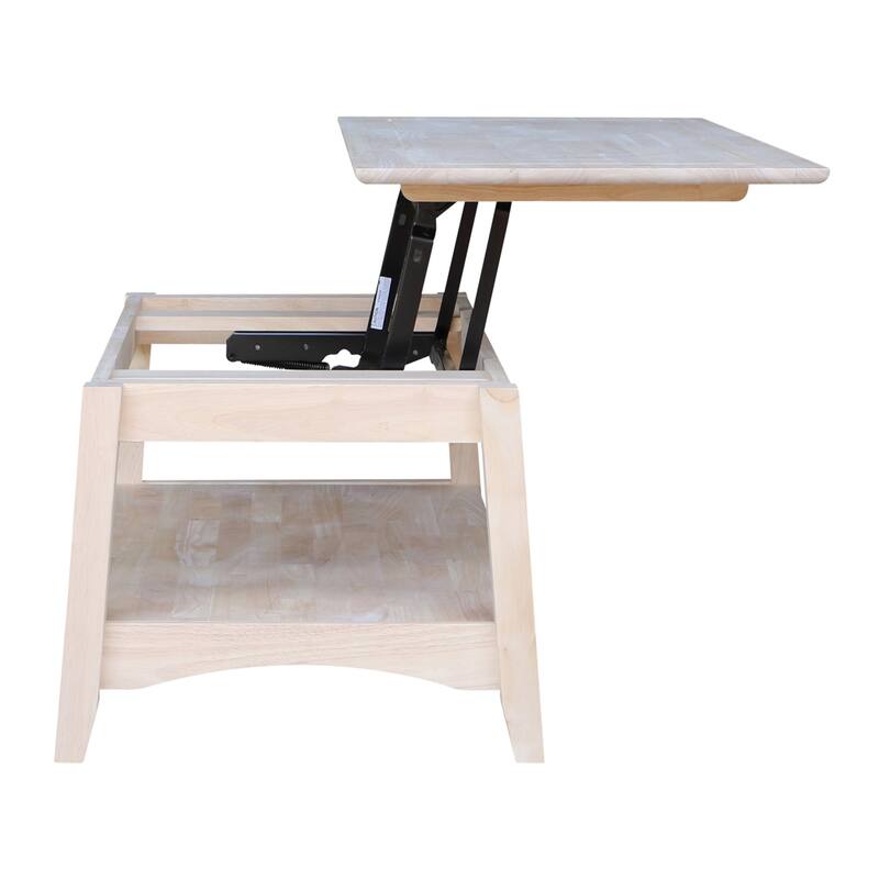 Unfinished Solid Parawood Bombay Tall Lift-top Coffee Table