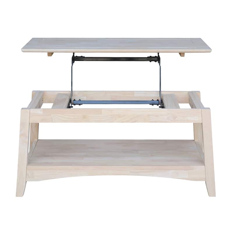 Unfinished Solid Parawood Bombay Tall Lift-top Coffee Table