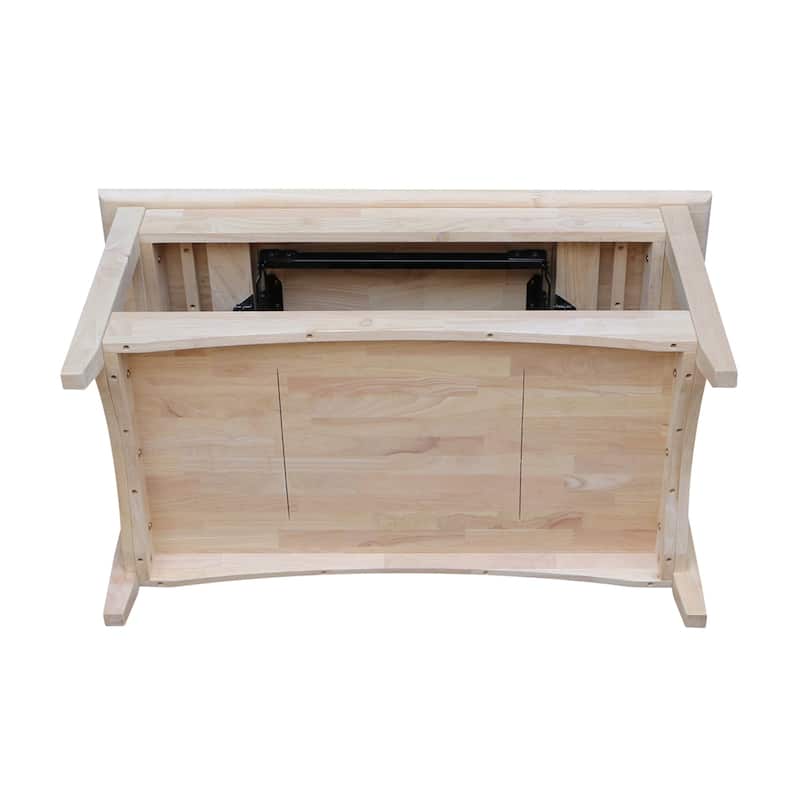 Unfinished Solid Parawood Bombay Tall Lift-top Coffee Table
