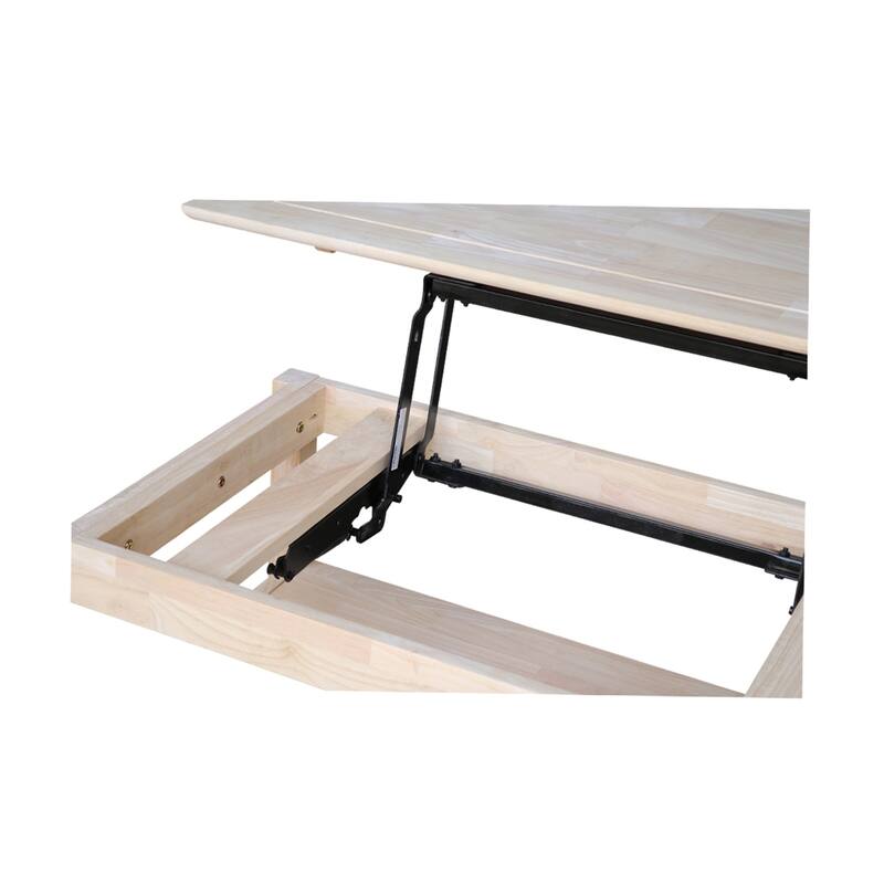 Unfinished Solid Parawood Bombay Tall Lift-top Coffee Table