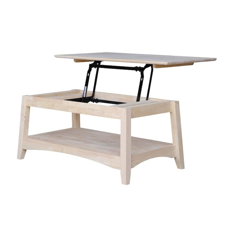 Unfinished Solid Parawood Bombay Tall Lift-top Coffee Table