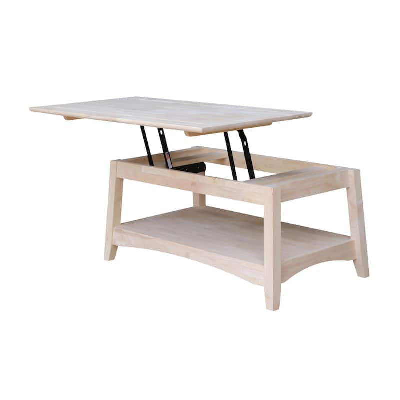 Unfinished Solid Parawood Bombay Tall Lift-top Coffee Table