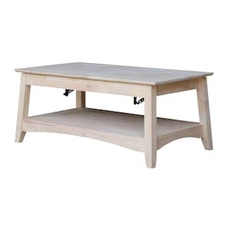 Unfinished Solid Parawood Bombay Tall Lift-top Coffee Table