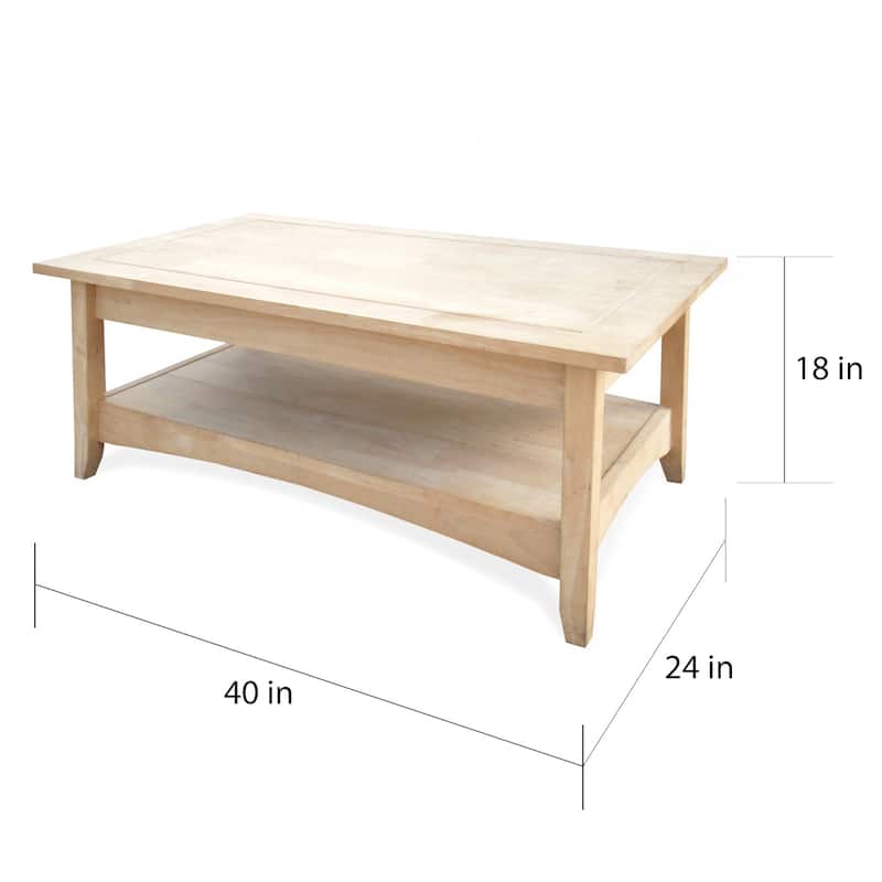 Unfinished Solid Parawood Bombay Tall Lift-top Coffee Table