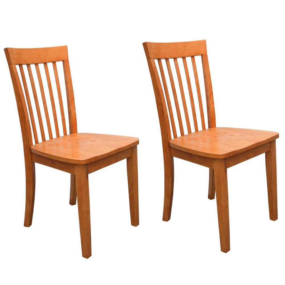 Slat-back Wooden Dining Chairs (Set of 2)