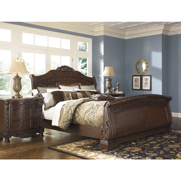 shop signature designashley north shore dark brown sleigh bed