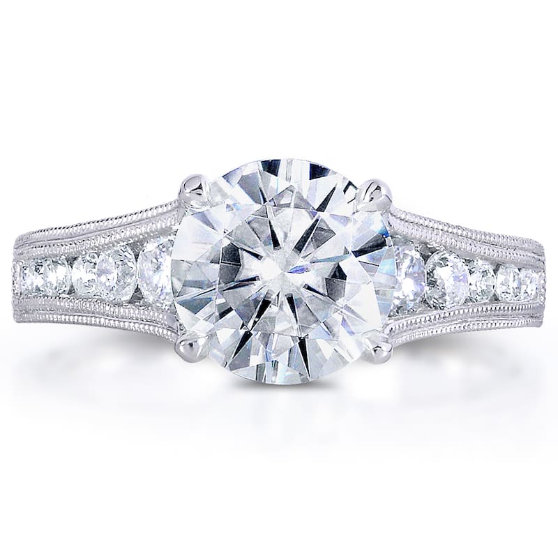 Kobelli 2.4 Carats Moissanite & Natural Diamond 14k Solid White Channel Vintage Half Eternity Winter Engagement Ring