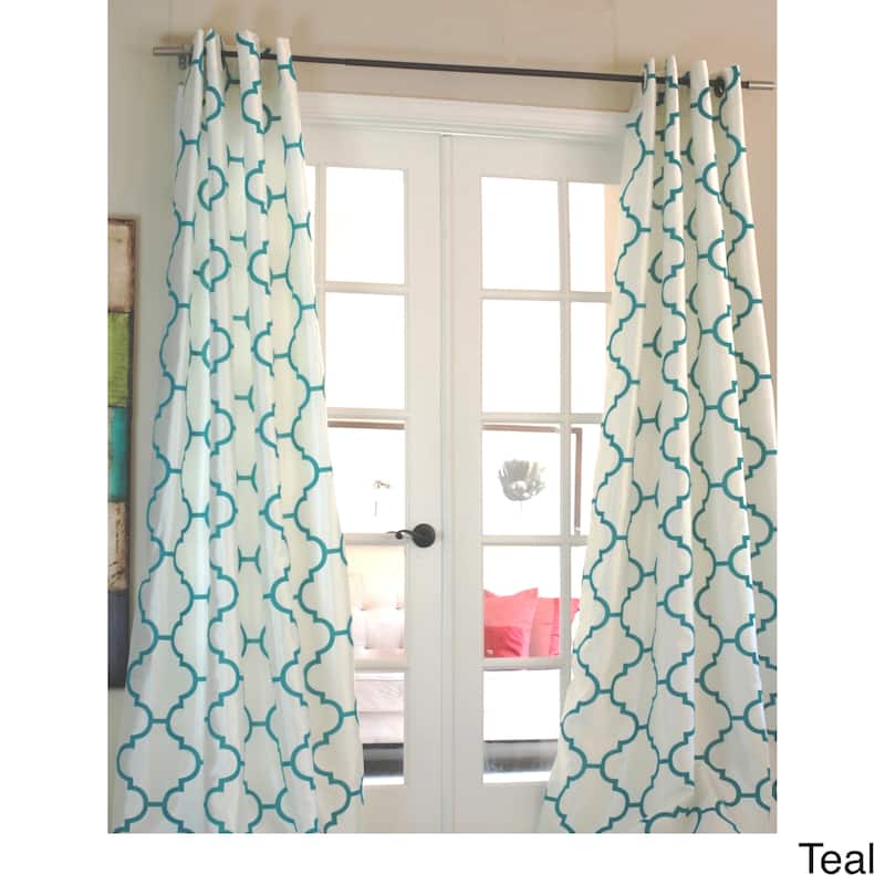 Lambrequin Morocco Flocked Faux Silk Grommet-top 96-inch Curtain Panel