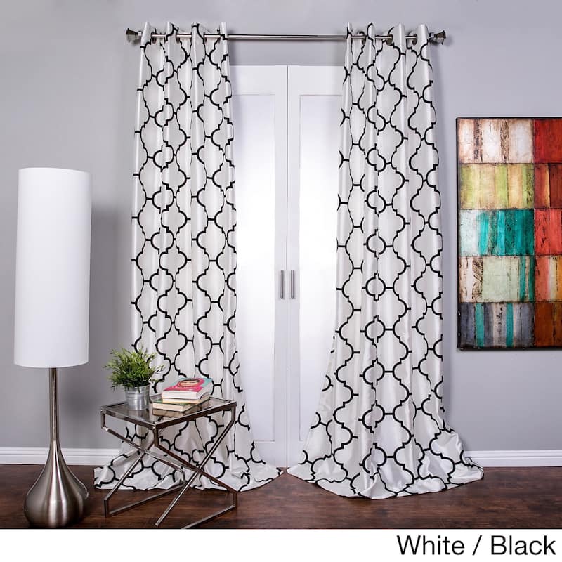 Lambrequin Morocco Flocked Faux Silk Grommet-top 96-inch Curtain Panel