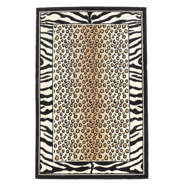 Linon Capri Black/ White Area Rug - 4'3 x 7'3
