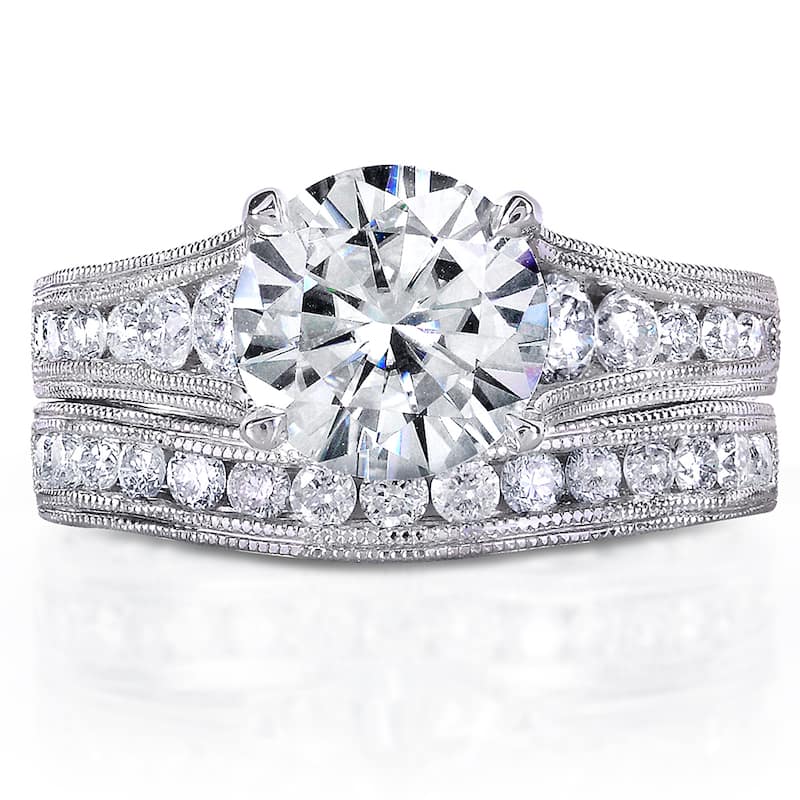 Annello by Kobelli 14k White Gold 1 7/8ct TGW Moissanite and 7/8ct TDW Diamond Bridal Set