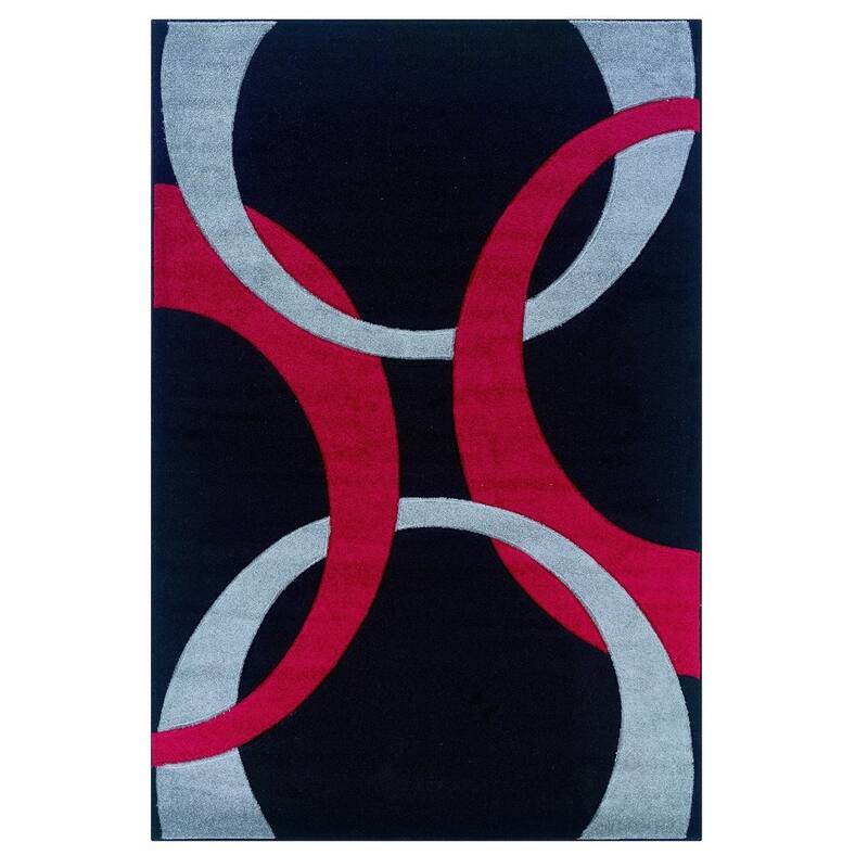Linon Holstebro Area Rug - 8' x 10'3" - Black/Red