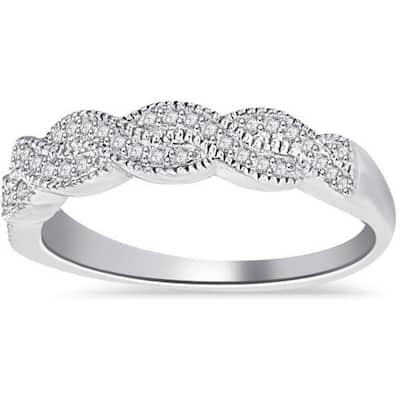 14k White Gold 1/ 4ct TDW Pave Diamond Vintage Band
