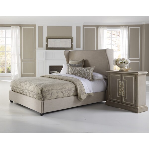 Shop Wingback Cream Queen Size Upholstered Bed Free Shipping Today Overstock 9365619
