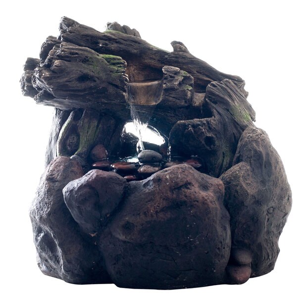 Pure Garden Outdoor LED Rock Water Fountain with Pump