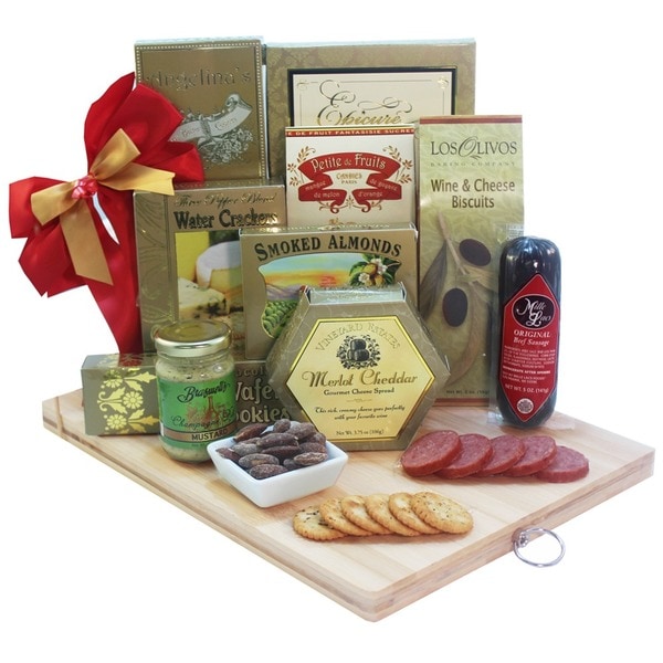 Shop Discontinued A Cut Above Gourmet Gift Basket with Wood Cutting