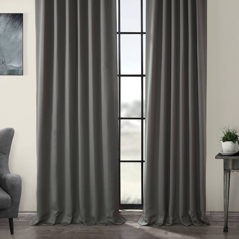 Exclusive Fabrics Anthracite Grey Blackout Curtain Panel Pair (2 Panels)