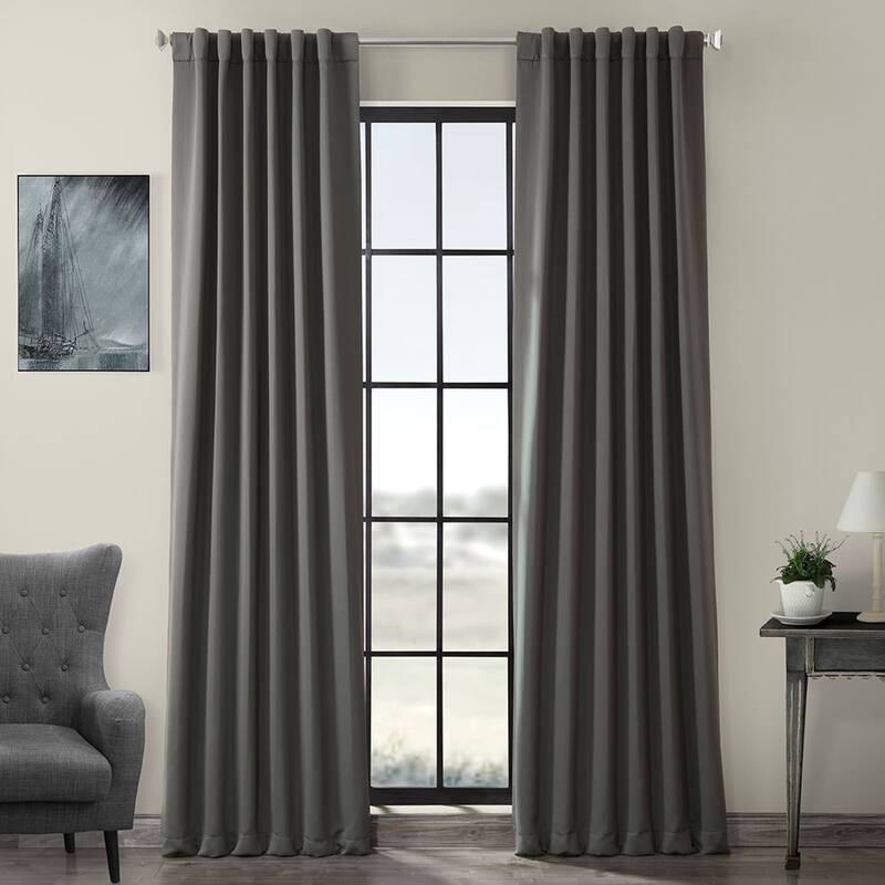 Exclusive Fabrics Anthracite Grey Blackout Curtain Panel Pair (2 Panels) - 50 X 96 - Anthracite Grey